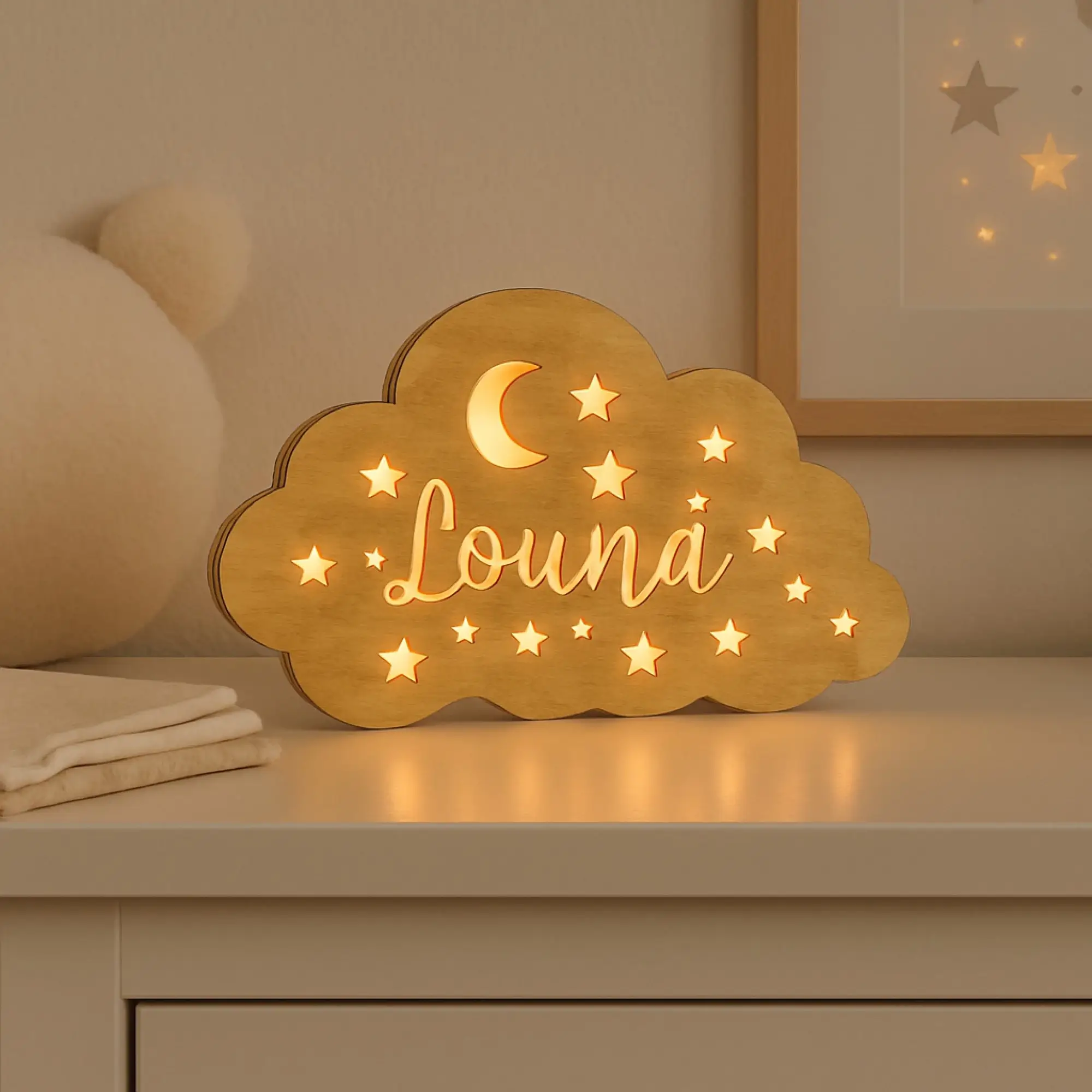 Veilleuse personnalisée nuage – Prénom lumineux – vue 2