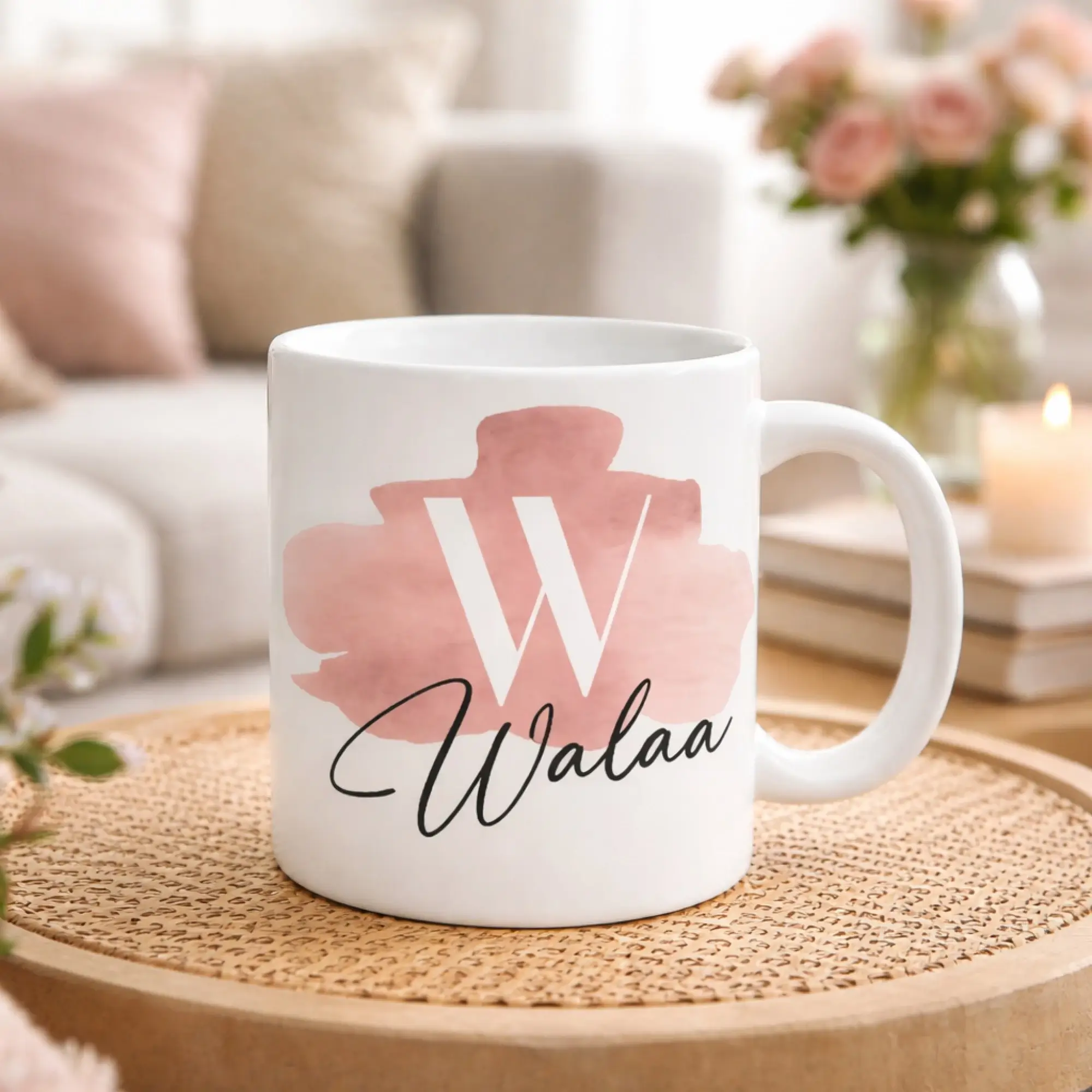 Mug personnalisé – Initiale & Prénom aquarelle – vue 2