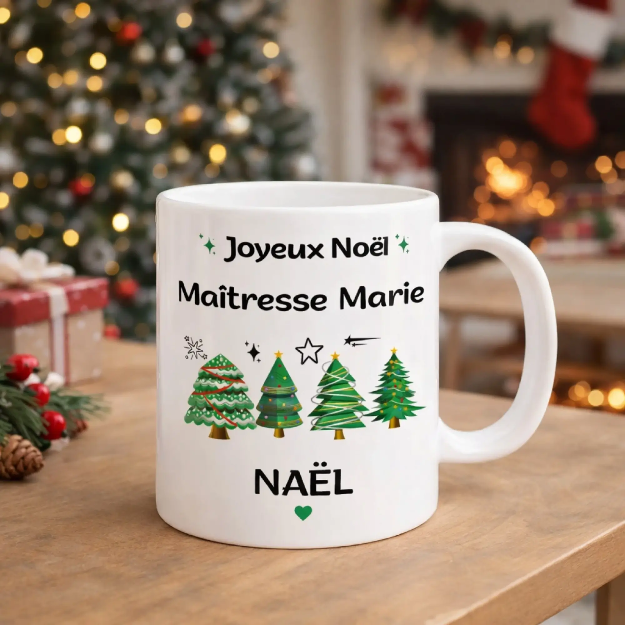 Mug personnalisé – Joyeux Noël Maîtresse – vue 2